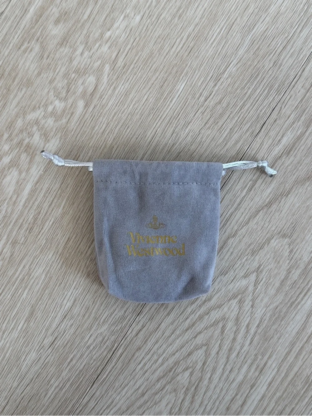Vivienne Westwood Dust Bag Small Jewelry Drawstring Gray Velvet Storage 3 x 3.5”